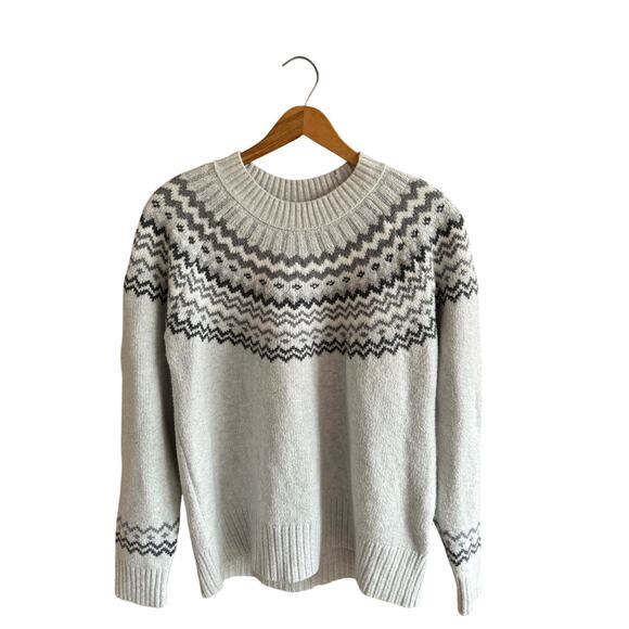 Style & Co. Fair Isle gray Crew neck sweater women’s PXL cotton blend EUC - Picture 1 of 5